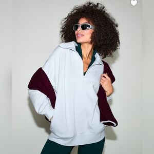 Victorias Secret PINK Ski Club Ivy Fleece Half Zip Snow Blue Color Sweatshirt